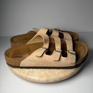 Birkenstock Florida Sandals 41 L10 M8 Sandcastle Tan Suede Soft Footbed